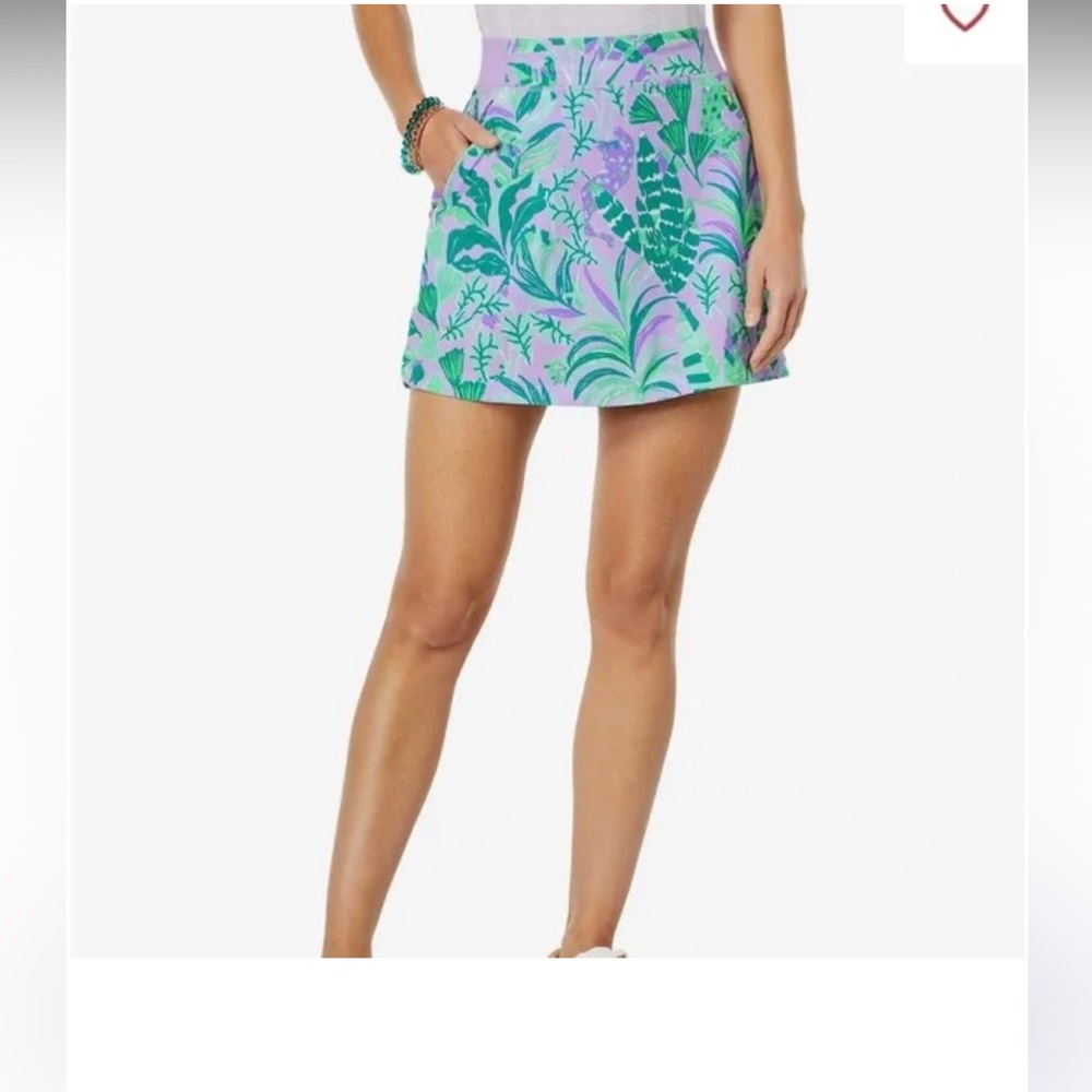 Lilly Pulitzer Leaf Print Skort in Green and Lavender